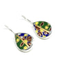 Colorful Textured Bold Teardrop Vintage Pottery Single Drop Earrings