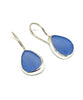 Blue Sea Glass Natural Shape Single Earrings