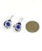 Blue & White Flower Teardrop Shape Vintage Pottery Single Drop Earrings