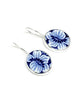Blue and White Flowers Vintage Pottery Single Drop Earrings