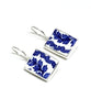 Blue & White Leaf Garland Vintage Pottery Single Drop Earrings