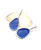 Textured Blue Sea Glass Natural Shape Single Earrings