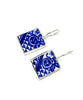 Blue and White Graphic Vintage Pottery Single Drop Earrings