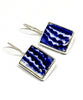 Blue & White Wave Patterned Vintage Pottery Single Drop Earrings