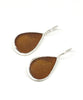 Brown Teardrop Sea Glass Single Drop Earrings