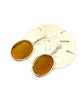 Rich Amber Brown Sea Glass Oval Shape Single Earrings