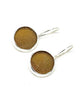 Brown Round Sea Glass Single Drop Earrings