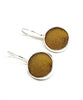 Brown Round Sea Glass Single Drop Earrings