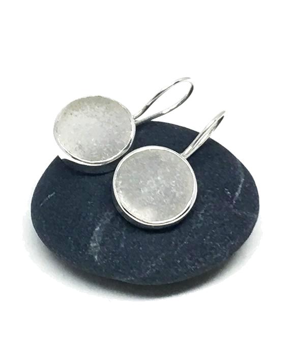 Round Clear Sea Glass Single Drop Earrings