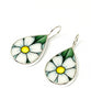 Large White & Yellow Daisy Vintage Pottery Single Drop Earrings