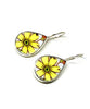 Yellow Daisy Vintage Pottery Single Drop Earrings
