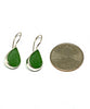 Dark Green Sea Glass Teardrop Shape Single Earrings