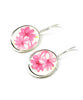 Pink Flower Oval Vintage Pottery Single Drop Earrings