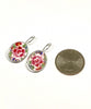 Bright Pink Flower Vintage Pottery Single Drop Earrings