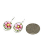 Textured Pink & Yellow Floral Oval Vintage Pottery Single Drop Earrings