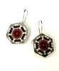 Grey, Red, White & Black Fused Seed Bead Single Drop Earrings