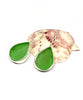 Green Sea Glass Teardrop Shape Single Earrings