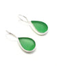 Green Teardrop Sea Glass Single Drop Earrings