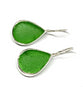 Green Sea Glass Teardrop Shape Single Earrings