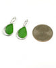 Green Sea Glass Teardrop Shape Single Earrings