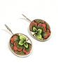 Green & Pink Flower Vintage Pottery Single Drop Earrings
