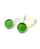 Green Sea Glass Round Shape Single Earrings