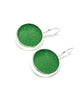 Round Green Sea Glass Single Drop Earrings
