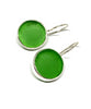 Green Sea Glass Round Shape Single Earrings