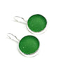 Round Green Sea Glass Single Drop Earrings