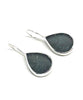 Dark Gray Teardrop Sea Glass Earrings