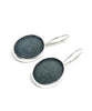 Dark Gray Oval Sea Glass Earrings