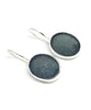 Dark Gray Oval Sea Glass Earrings