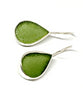 Olive Green Sea Glass Teardrop Shape Single Earrings
