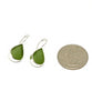 Olive Green Sea Glass Teardrop Shape Single Earrings