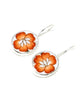 Bright Orange Flower Oval Vintage Pottery Single Drop Earrings
