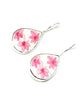 Pink Flower Teardrop Vintage Pottery Single Drop Earrings