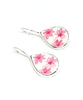 Pink Flower Teardrop Vintage Pottery Single Drop Earrings