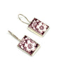 Purple & White Flower Vintage Pottery Single Drop Earrings