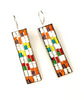 Large Red, Green, Yellow & White Fused Seed Bead Earrings