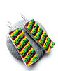 Rasta Stripes Beaded Glass Single Drop Earrings