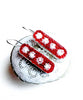 Red and White Dots Beaded Glass Single Drop Earrings