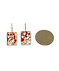 Red & White Floral Rectangle Vintage Pottery Single Drop Earrings
