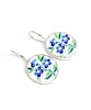 Little Blue Flowers Vintage Pottery Single Drop Earrings