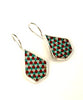 Rust, Turquoise & White Fused Seed Bead Earrings