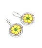 Round Yellow Flower Vintage Pottery Single Drop Earrings
