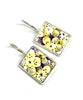 Little Yellow Flowers Vintage Pottery Single Drop Earrings