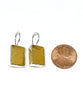 Textured Amber Sea Glass Rectangle Shape Single Earrings