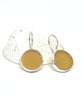 Rich Amber Round Sea Glass Single Drop Earrings