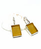 Textured Amber Sea Glass Rectangle Shape Single Earrings