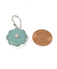 Hand Carved Amazonite Stone Flower with Pearl Single Drop Earrings